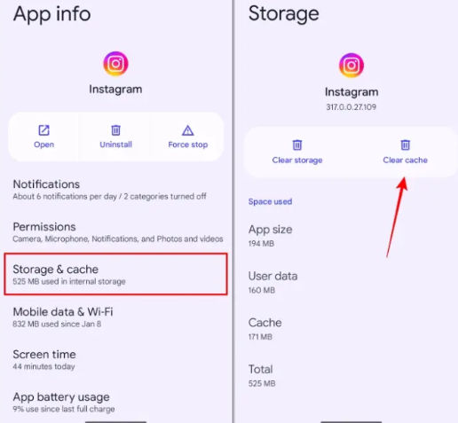 instagram-clear-cache