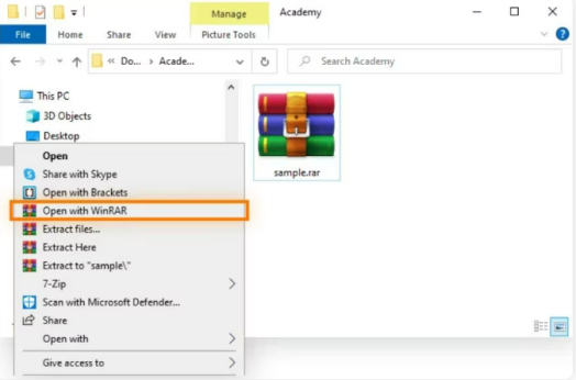 open-with-winrar