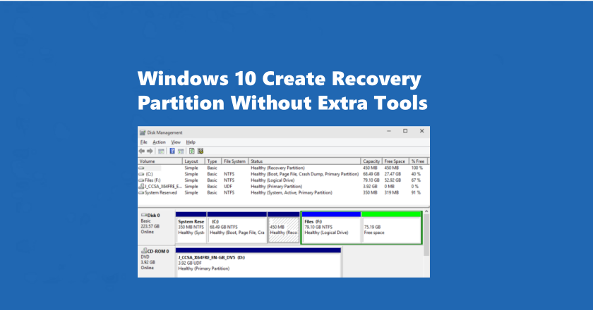 how to create hidden recovery partition windows 10